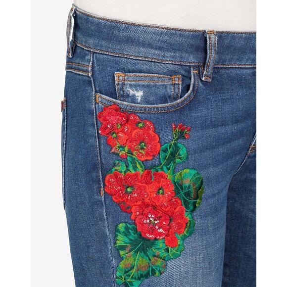 NWT Dolce & Gabbana Floral Applique Skinny Jeans  IT 40 S - Picture 4 of 8